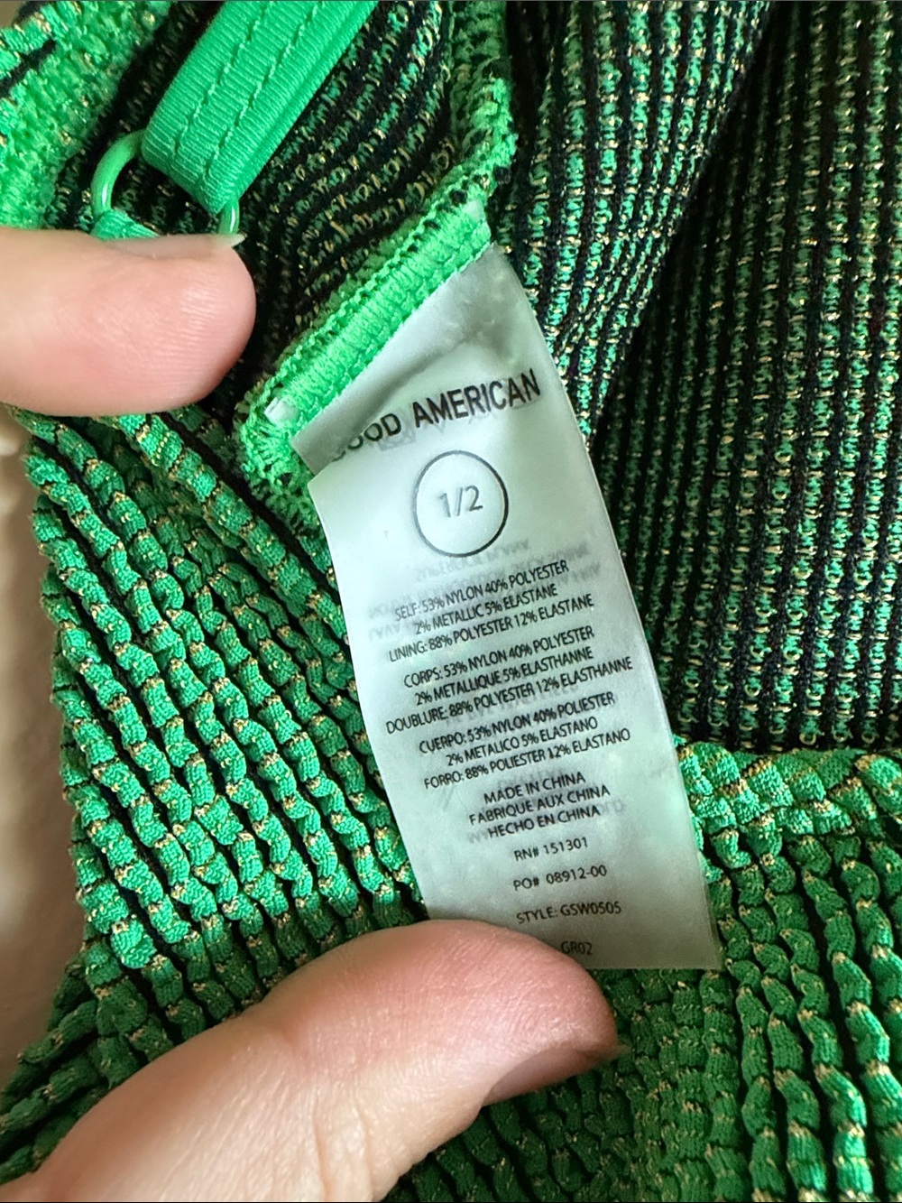 Good American Textured Green Always Fits Sculpt One-Piece Swimsuit NWT - Picture 7 of 10